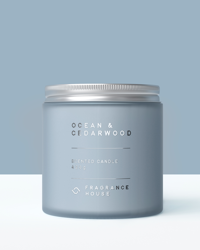 Double Wicked Scented Poured Candle | Ocean &amp; Cedarwood