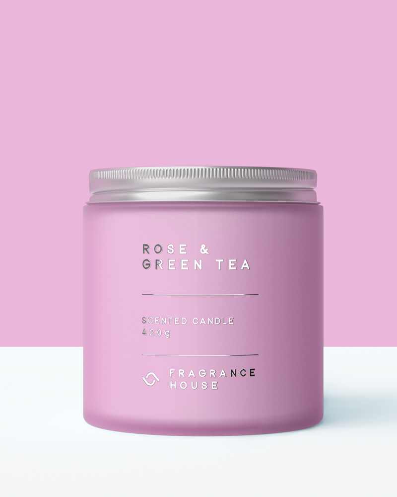 Scented Poured Candle | Rose & Green Tea