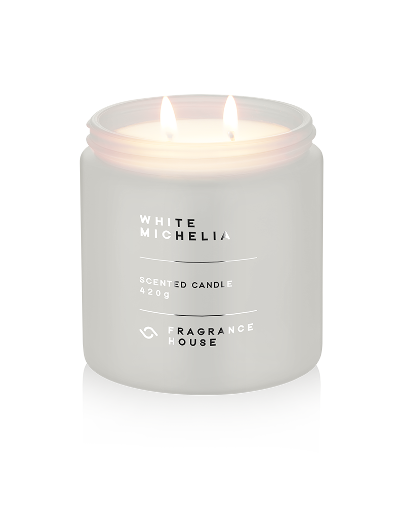 Double Wicked Scented Poured Candle | White Michelia
